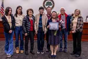 February 2026 Certificated Employee of the Month, Aimee Shimizu, from Walt Disney Elementary during recognition
