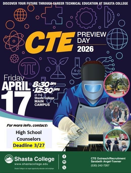 High School CTE Preview Day 4/17 *signup by 3/27