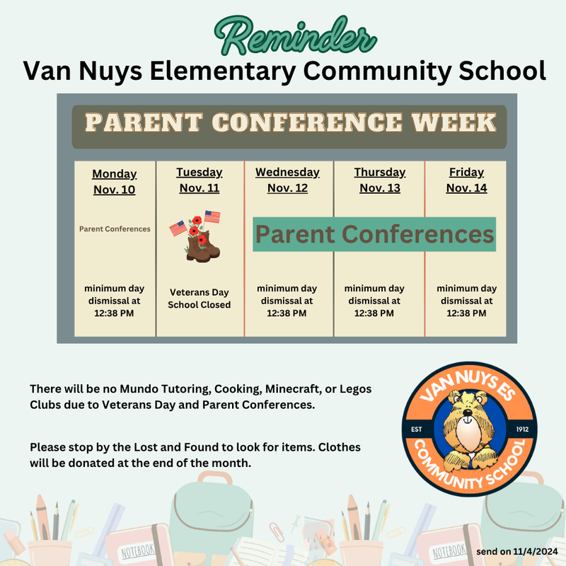 Parent conferences and Veterans Day