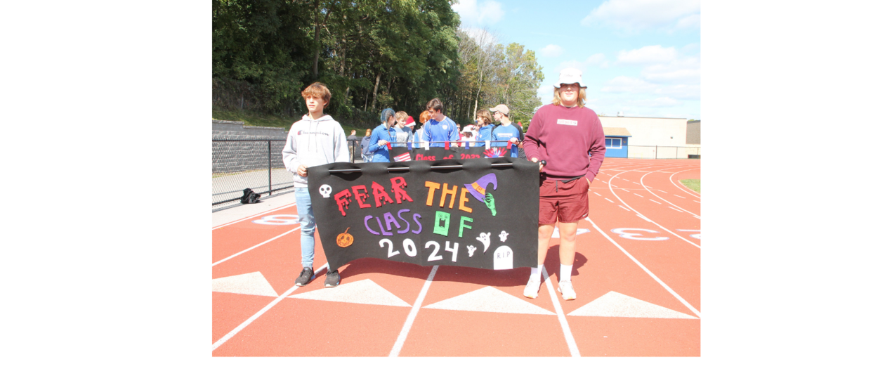 students with banner