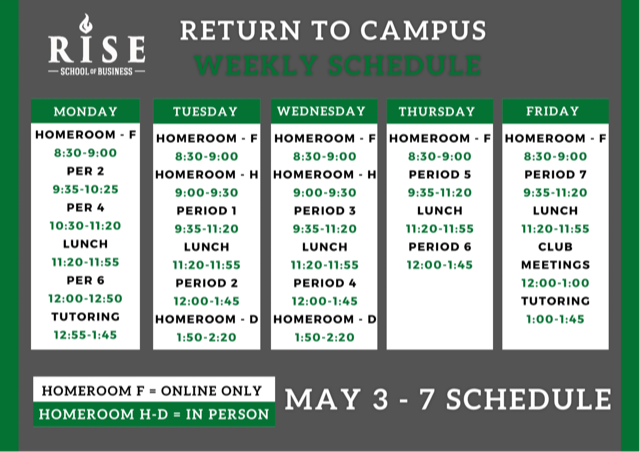 RISE Schedule for the Week of May 3rd / Horario de clases de RISE para la semana del 3 de mayo Featured Photo