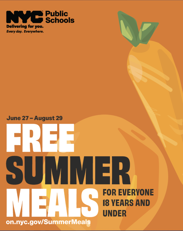free lunch at different schools with carrots and oranges in the background