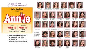 promo graphic - MHS presents Annie, April 2026, cast