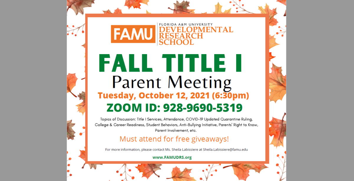 Fall 2021 Title 1 Parent Meeting