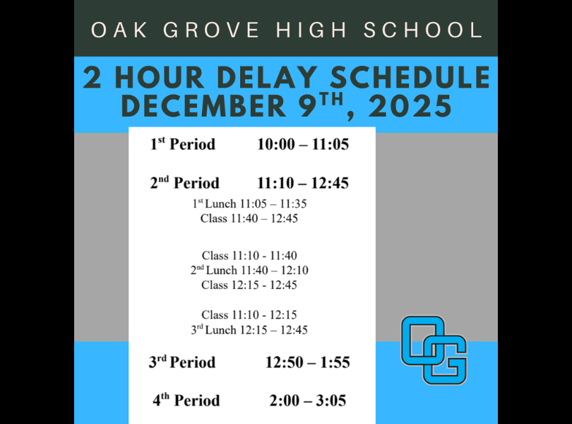 2 hour delay schedule December 9th