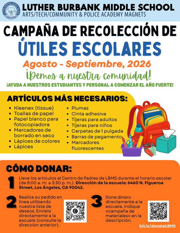 Back to School Supply Drive Flyer Spanish