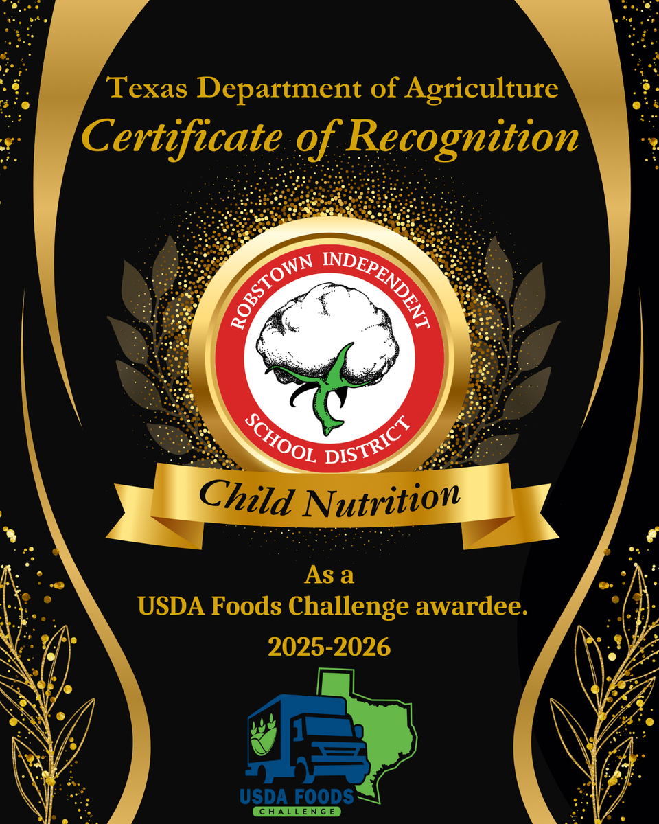 Certificate of recognition for child nutrition from Texas Department of Agriculture.