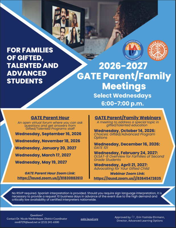 GATE Parent/Family Meetings Featured Photo