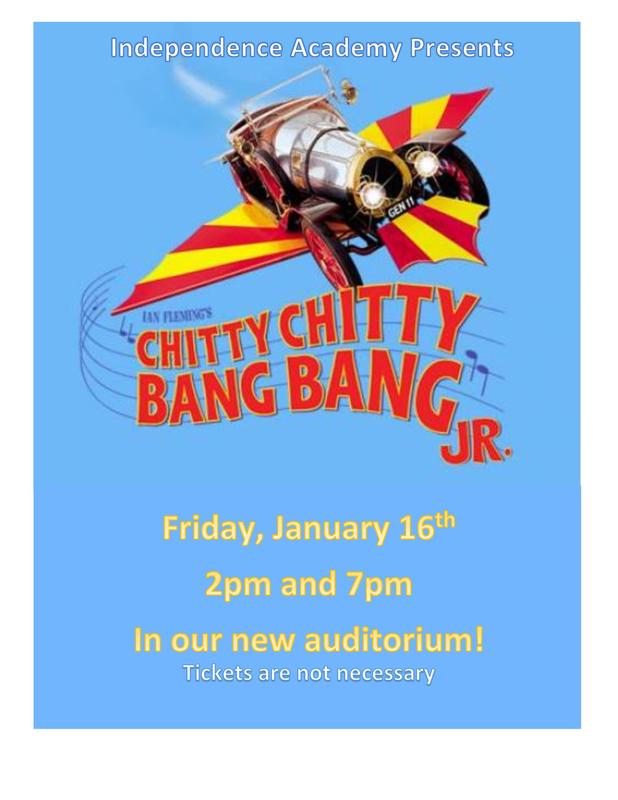 Catch the IACS production of "Chitty Chitty Bang Bang" in our auditorium on Friday, January 16th. Showtimes are 2pm and 7pm. You don't want to miss it!