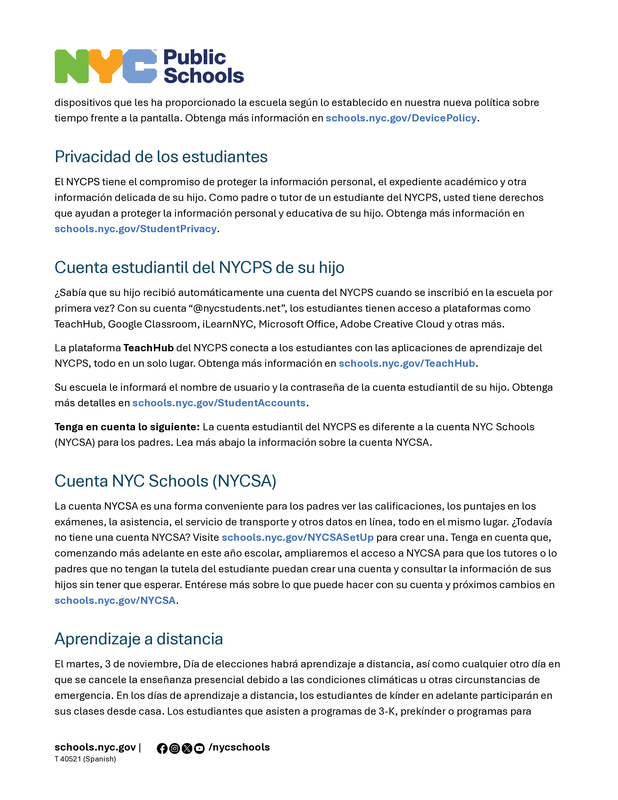 Family letter spanish