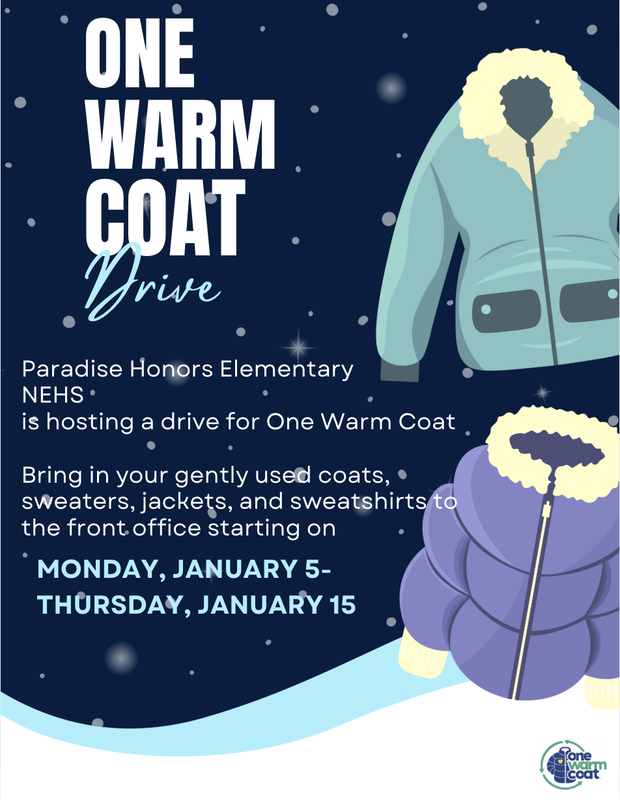 NEHS Coat Drive Ends this Thursday!