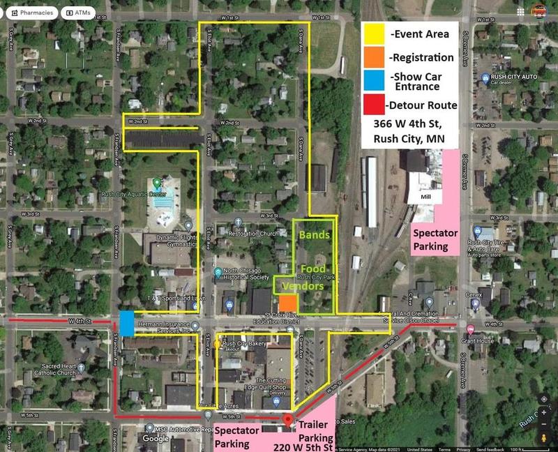 Map of Rush City parking around Aquatic Center