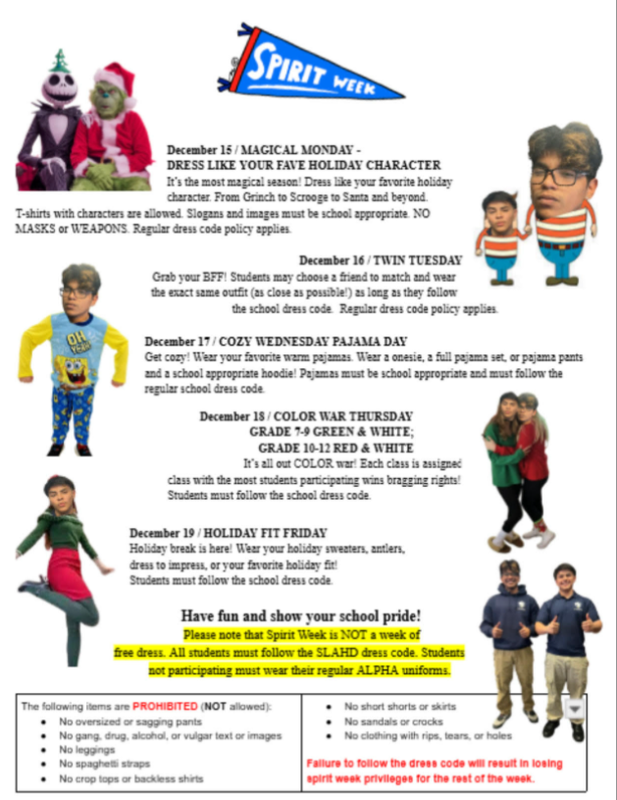 Holiday Spirit Week 12/15-12/19