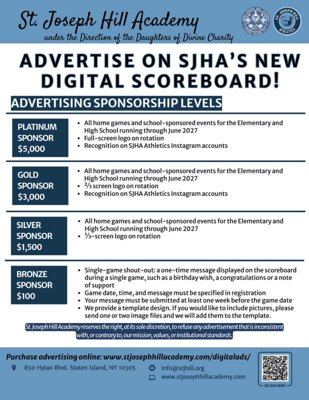 Advertise on St. Joseph Hill Academy's Digital Scoreboard! Featured Photo