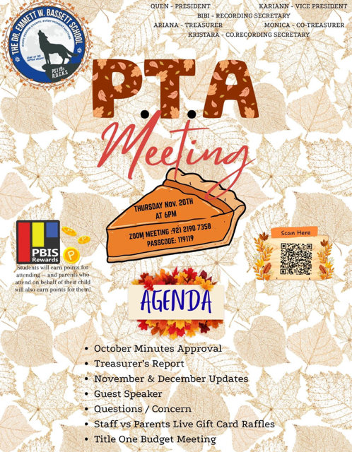 PTA Meeting Flyer for November