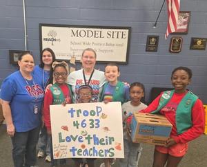 This morning, Troop 4633 delivered an entire CASE of Trefoils to the amazing teachers at Delisle Elementary