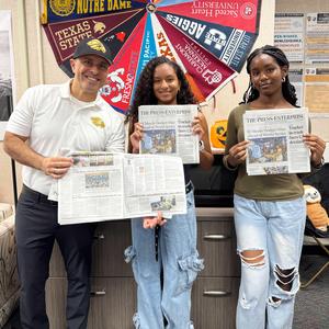 Principal Luna and Zoe and Samantha, two SJLA student authors