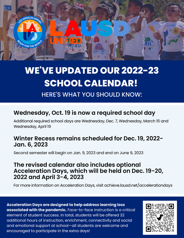 Updated School Calendar/Calendario Escolar Actualizado Featured Photo