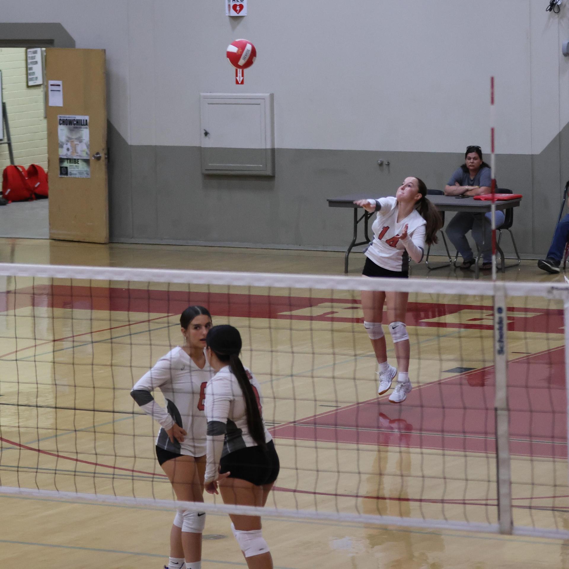 junior varsity girls playing volleyball 132