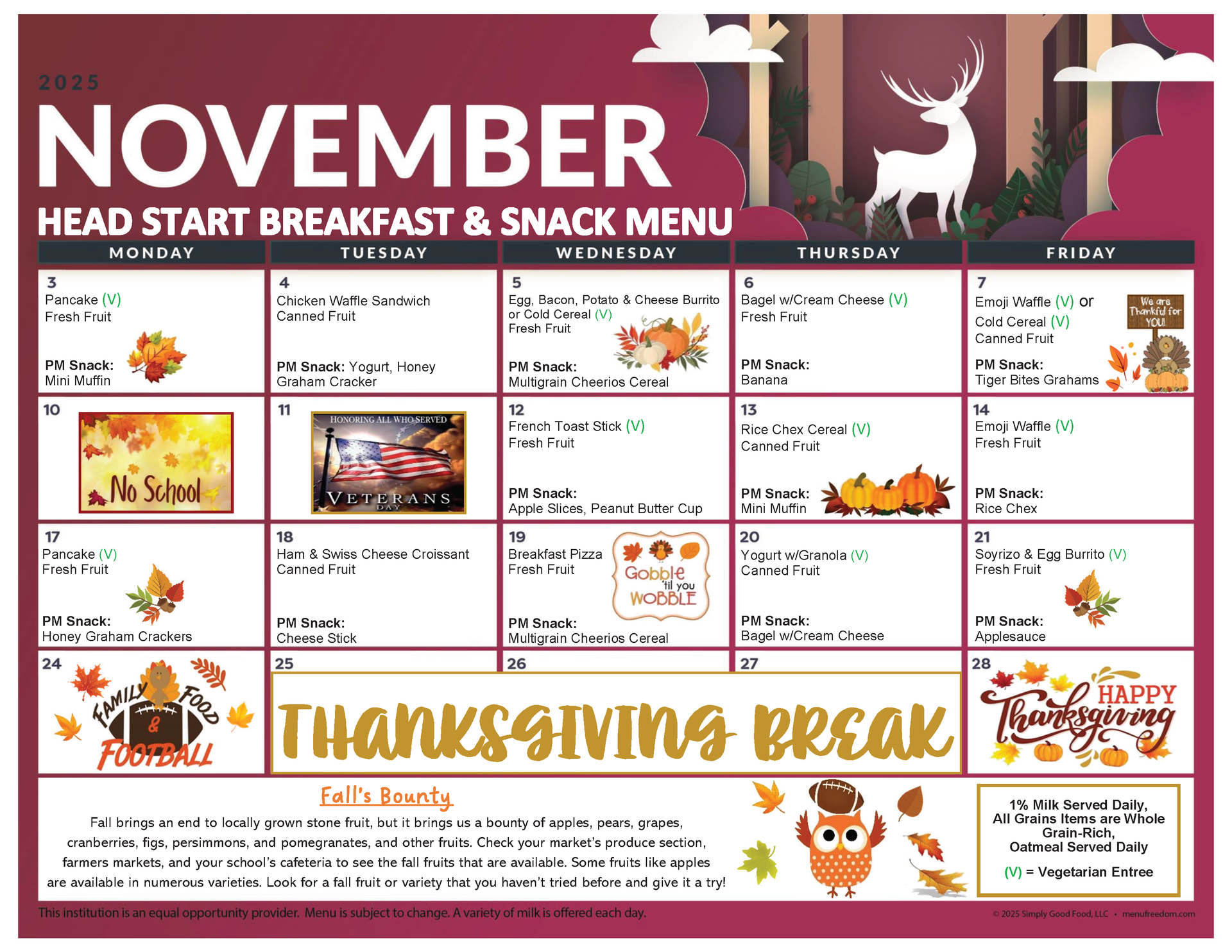 Head Start Breakfast & Snack Menu (click to view)