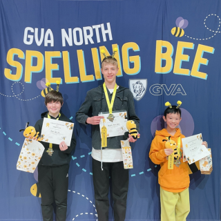 GVA North Chinese Spelling Bee Winners Charles Duff, Aleksander McGuire, and Ted Huang