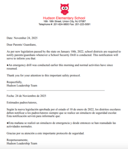 Security Drill Notification