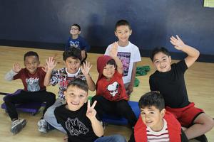 Students smile for group photo