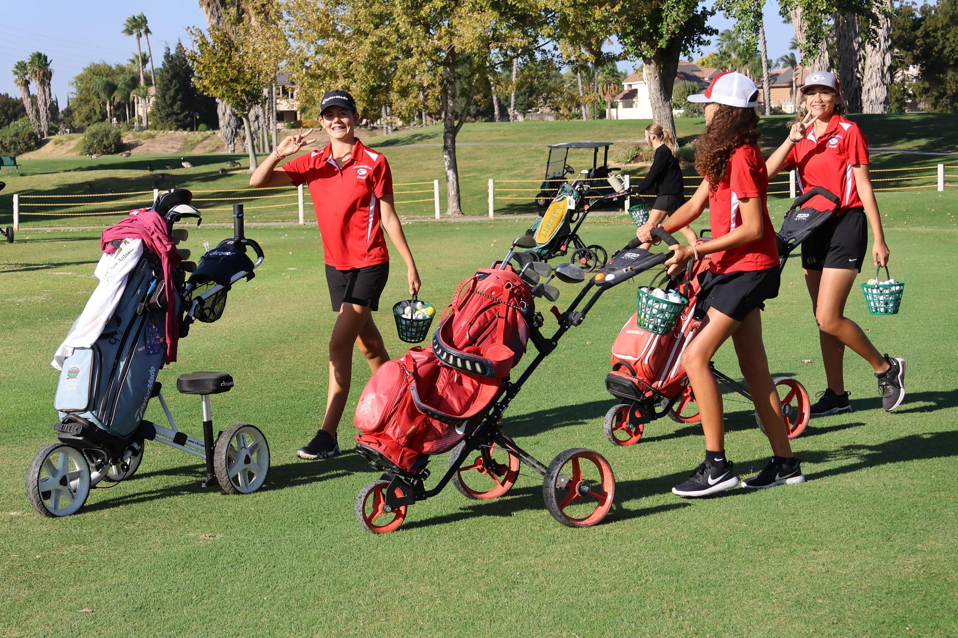 Girls golfers in action at the championships