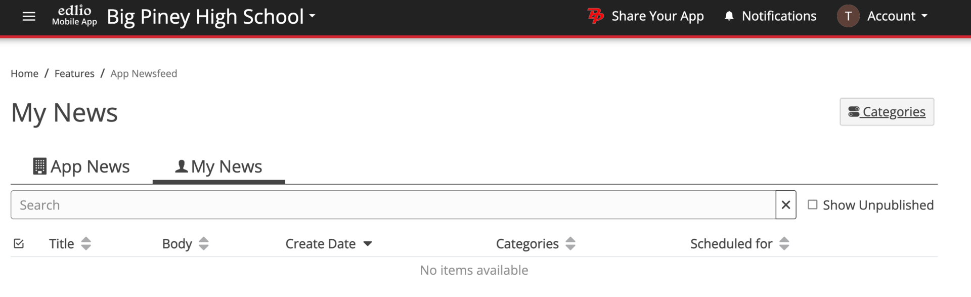 Web App - App New Feed