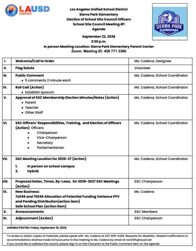 Agenda in English for meeting
