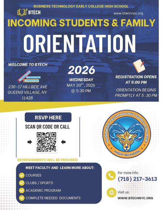 New Student Orientation May 20, 2026 at 5:30 pm