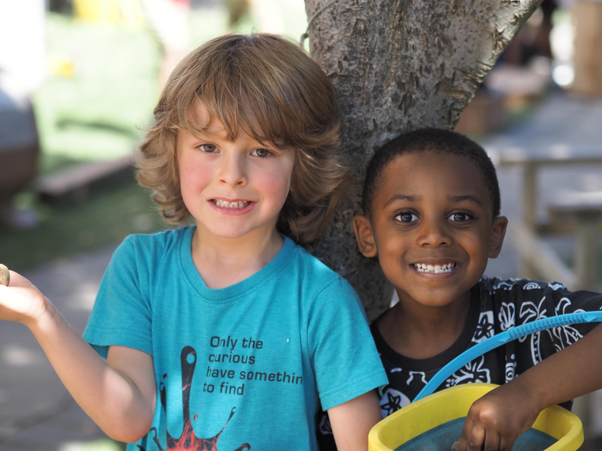 PreK students playing outside