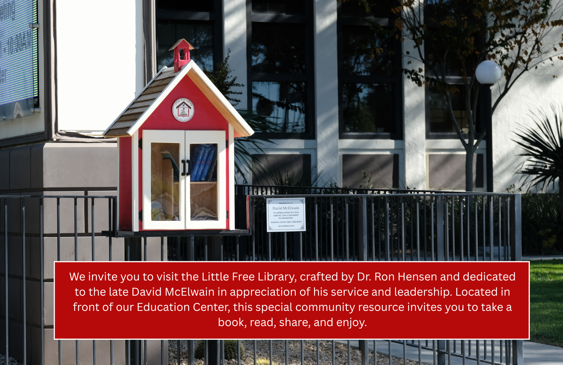 Little Free Library in front of Ed. Center - image for web