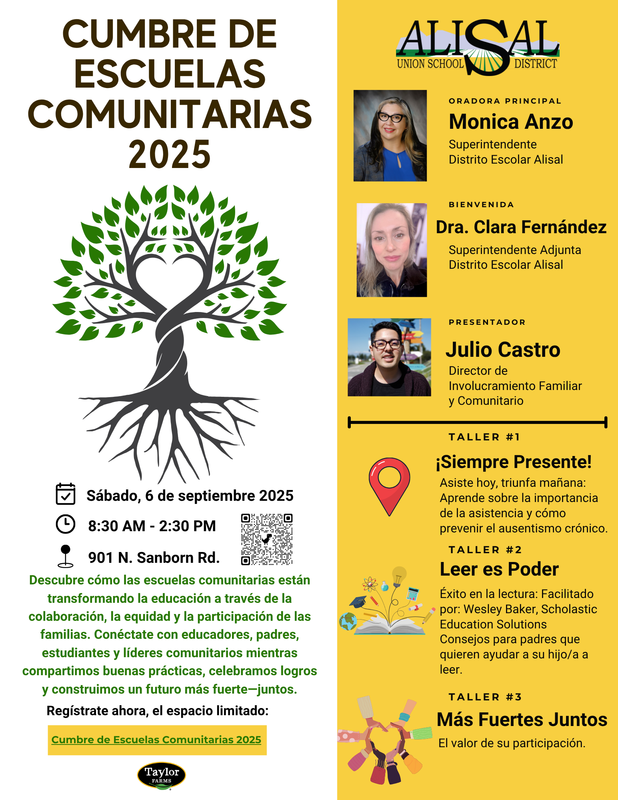 Flier promoting community schools - Spanish