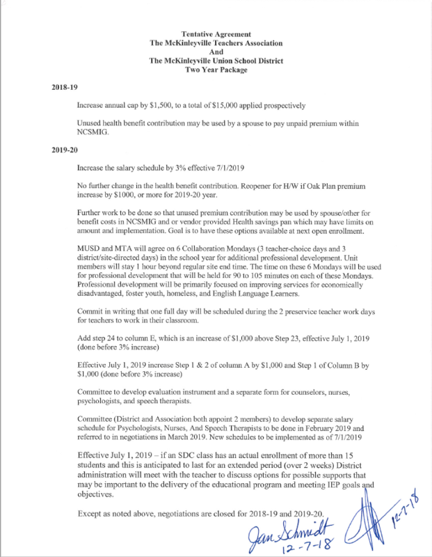 Tentative Agreement with MTA