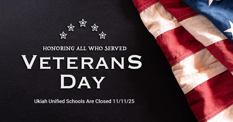 Veterans Day message with a flag in the background