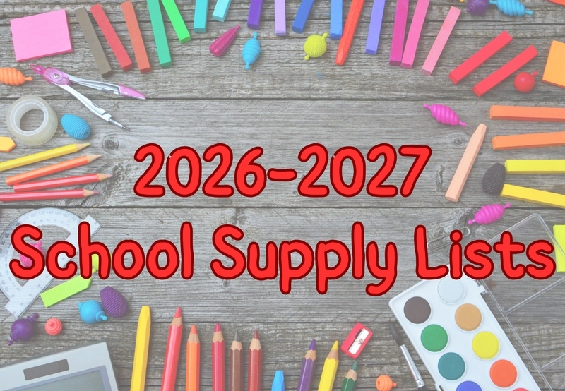 2026-2027 School supply lists.