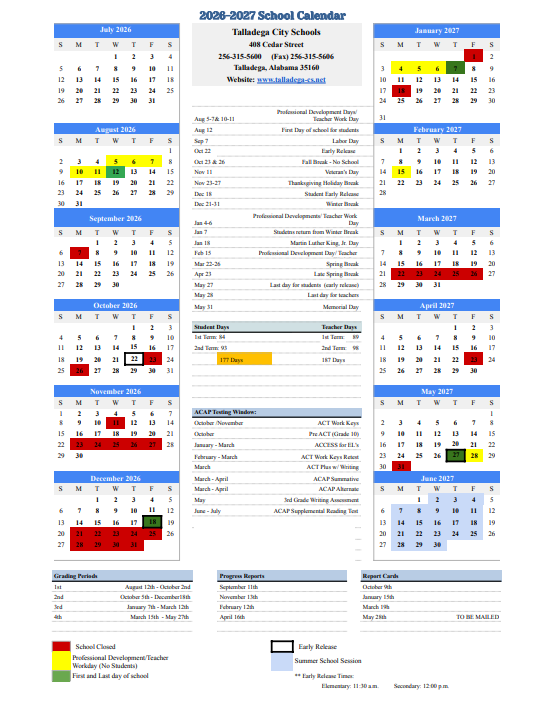 26-27 Student School Year Calendar Featured Photo