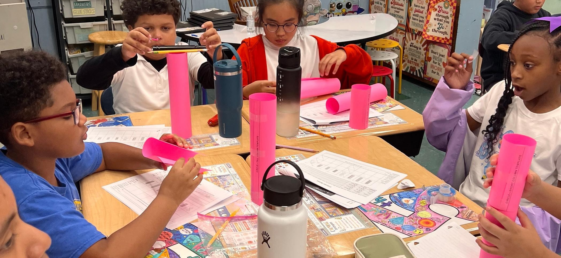 students learning about engineering and building towers