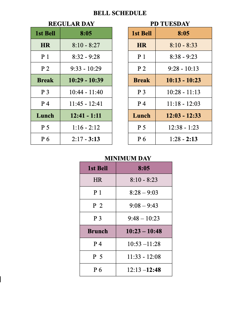 Bell Schedule