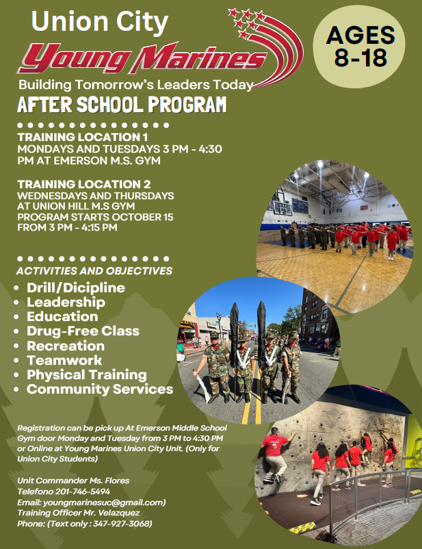 Union City Young Marines After School Program Flyer