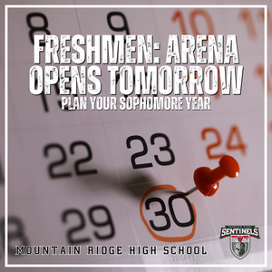 Arena Scheduling opens tomorrow April 30, 2026 for Class of 2029