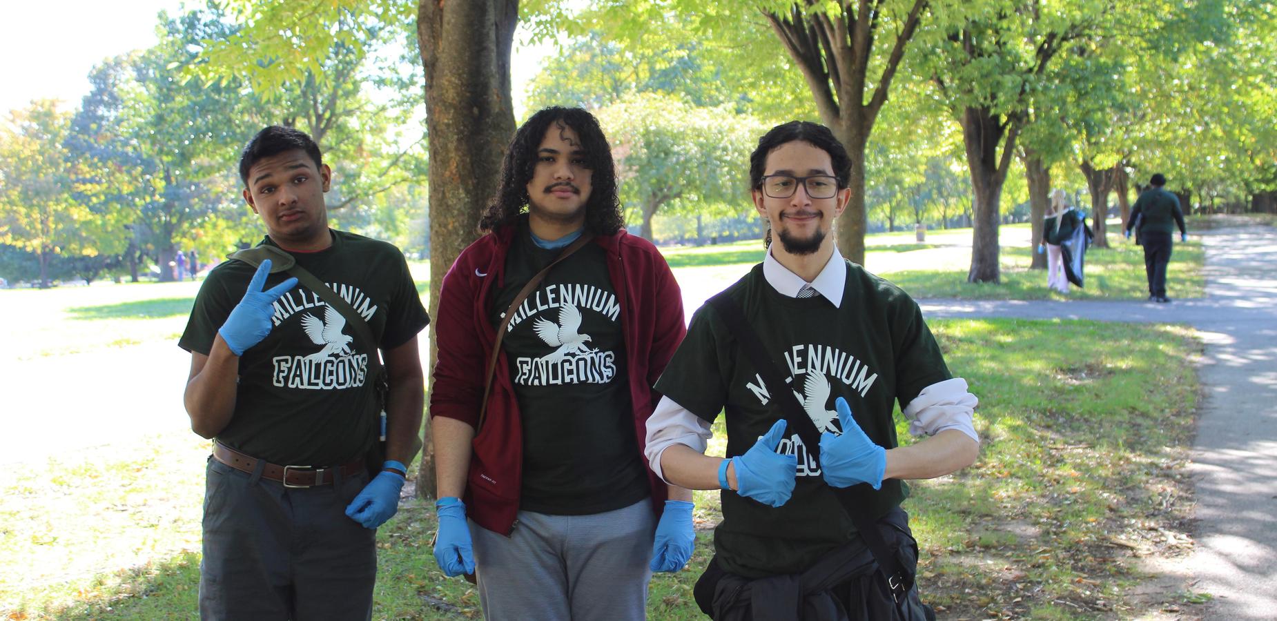 Students posing in the park
