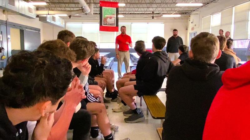 New West Lauderdale Boys Soccer Coach Announcement Meeting with Team
