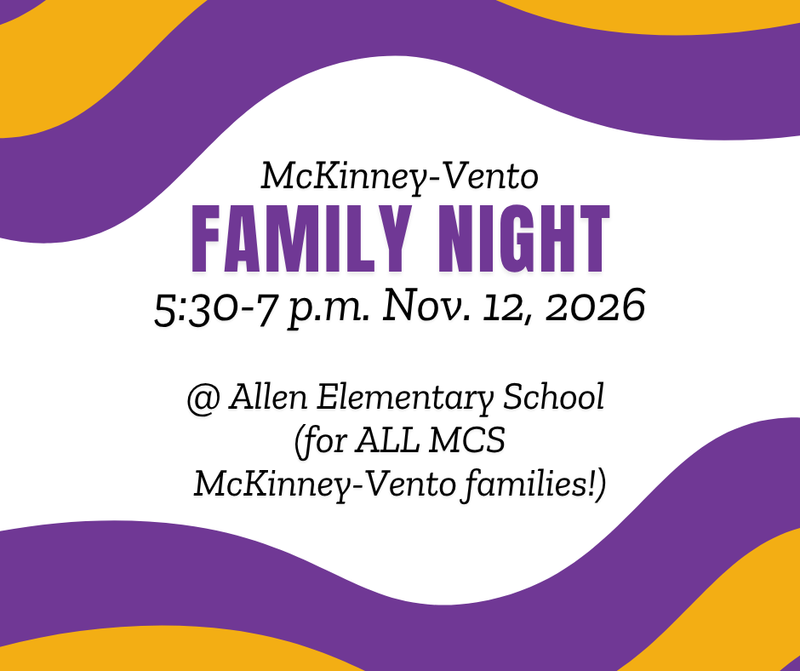promo graphic - McKinney Vento family night November 2026