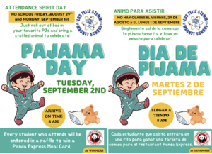 Pajama Day attendance challenge on 9/2/25