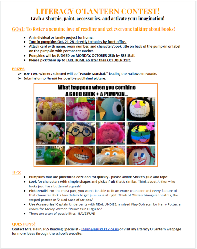 Literacy O' Lantern Contest CORRECTED DATES: 10/21-10/28! Featured Photo