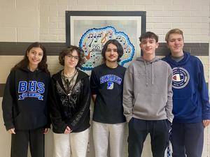 Image of 5 high school band students