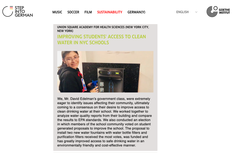 Student in the access to clean water in NYC schools project