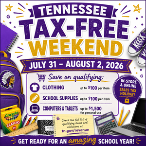 Tennessee Tax Free Weekend 2026